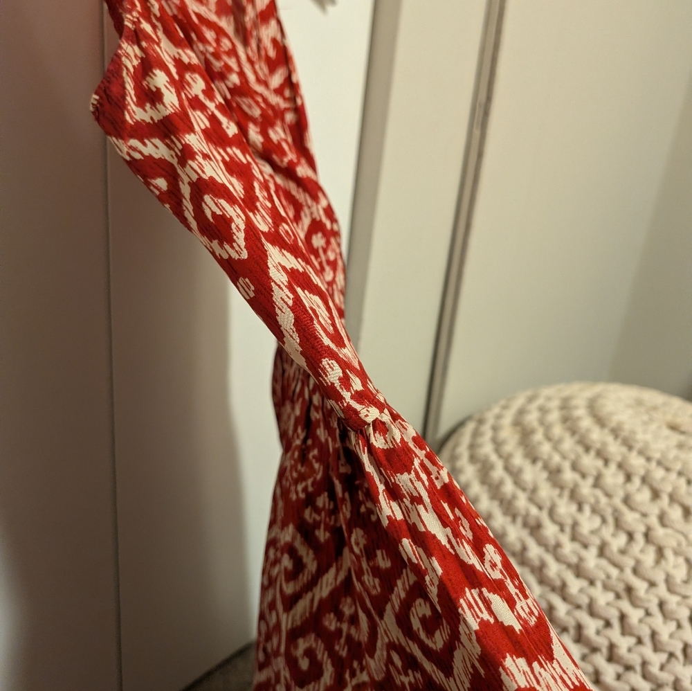 Silky Rust Red Patterned Maxi Dress - Picture 3 of 5